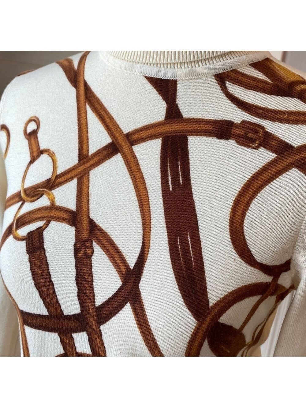 Lauren Ralph Lauren Equestrian Horsebit Turtleneck Sweater, Size PM - Picture 11 of 16
